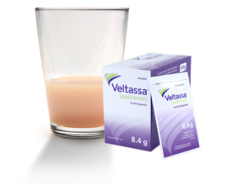VELTASSA (patiromer) packets with glass of juice